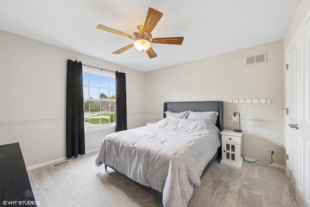 26W241 Arrow Glen Ct, Wheaton, IL 60189 - bedroom featuring carpet floors, ceiling fan, and a wainscoted wall