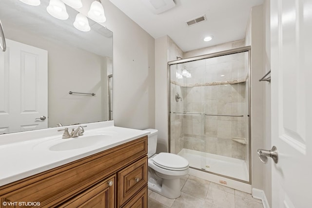 26W241 Arrow Glen Ct, Wheaton, IL 60189 - full bath featuring a stall shower, toilet, tile patterned flooring, and vanity