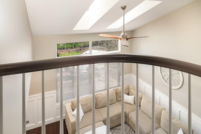 553 Ivory Ln, Bartlett, IL 60103 - stairway with lofted ceiling with skylight and wood finished floors