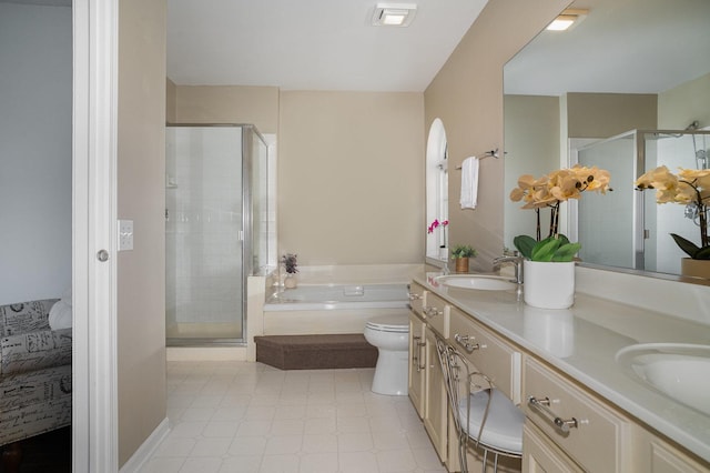 553 Ivory Ln, Bartlett, IL 60103 - bathroom featuring a sink, a bath, a stall shower, and double vanity