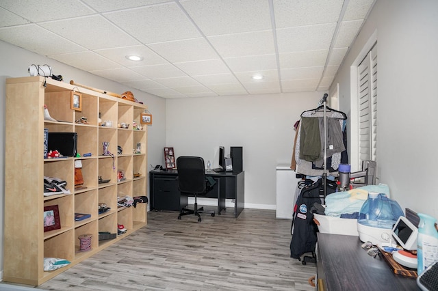 553 Ivory Ln, Bartlett, IL 60103 - office with light wood-style floors, baseboards, a drop ceiling, and recessed lighting