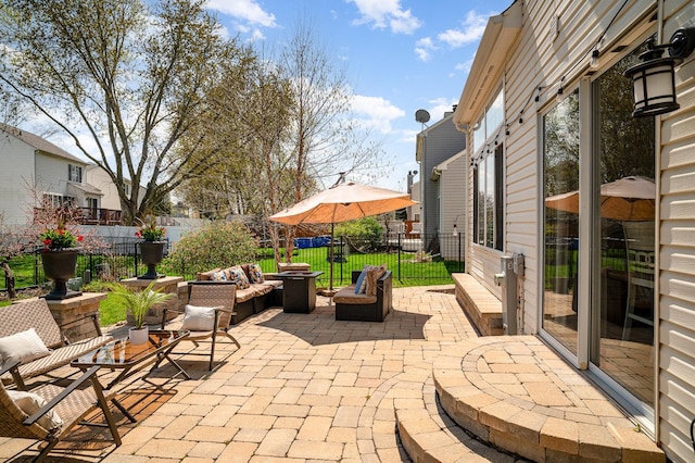 553 Ivory Ln, Bartlett, IL 60103 - view of patio / terrace with an outdoor living space and a fenced backyard