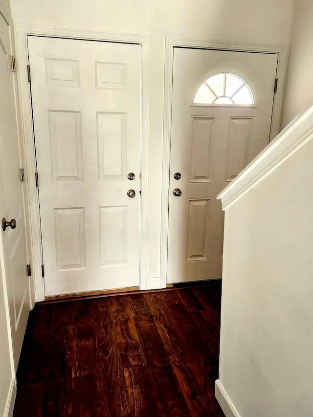 entryway featuring dark wood finished floors