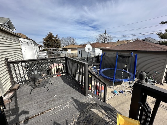 deck featuring a trampoline