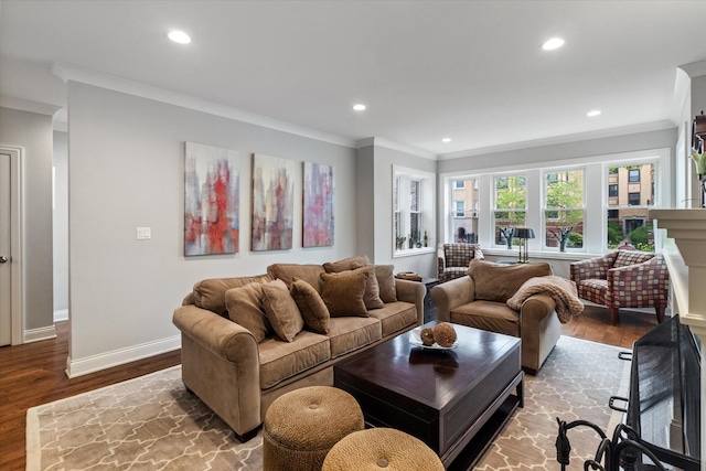 4336 N Troy St, Chicago, IL 60618 - living room with crown molding and wood finished floors