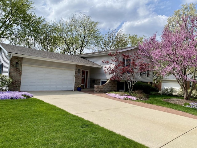 1994 Brentwood Ln, Wheaton, IL 60189 - tri-level home featuring brick siding, a garage, a front lawn, and concrete driveway
