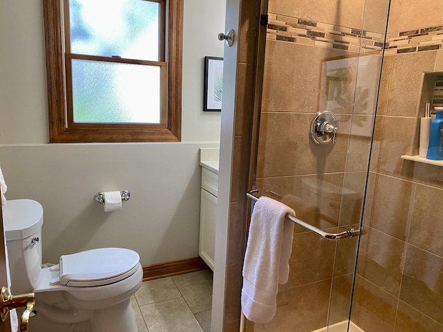 1994 Brentwood Ln, Wheaton, IL 60189 - full bath with tile patterned flooring, vanity, toilet, baseboards, and a stall shower