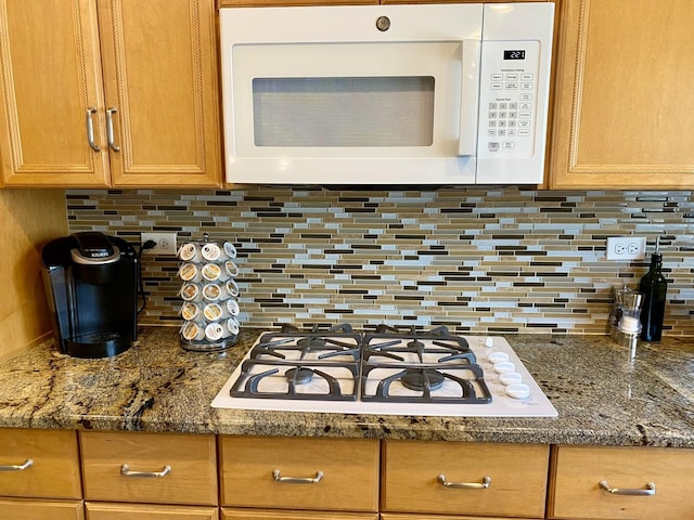 1994 Brentwood Ln, Wheaton, IL 60189 - kitchen with dark stone countertops, backsplash, and white appliances