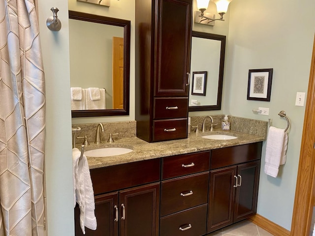 1994 Brentwood Ln, Wheaton, IL 60189 - full bath featuring double vanity, a sink, and tile patterned flooring