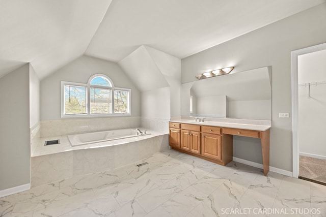 2716 Whitchurch Ct, Naperville, IL 60564 - full bath with vanity, a bath, and marble finish floor