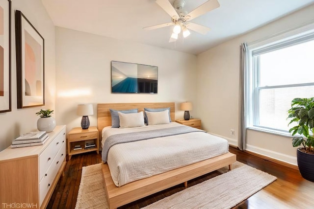 4240 N Clarendon Ave Unit 301S, Chicago, IL 60613 - bedroom with wood finished floors, baseboards, and ceiling fan
