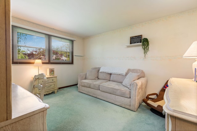 living area featuring carpet floors