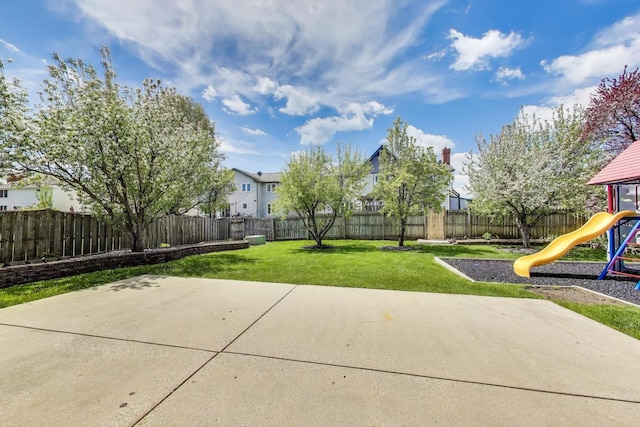view of patio with a playground