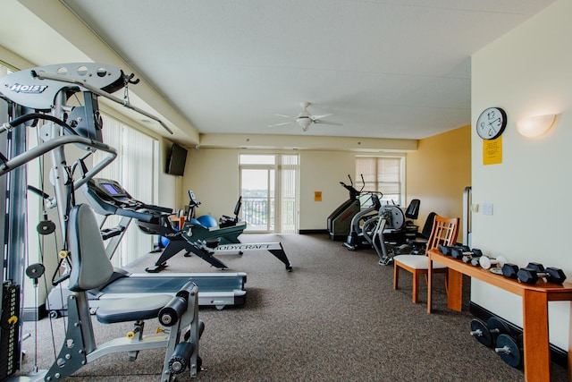 9355 Irving Park Rd Unit 510, Schiller Park, IL 60176 - gym with ceiling fan and carpet