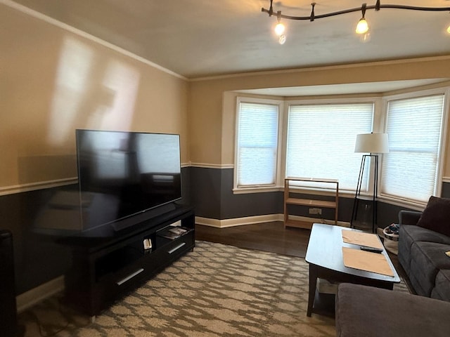 10455 S Forest Ave, Chicago, IL 60628 - living room with baseboards, ornamental molding, and dark wood-style flooring