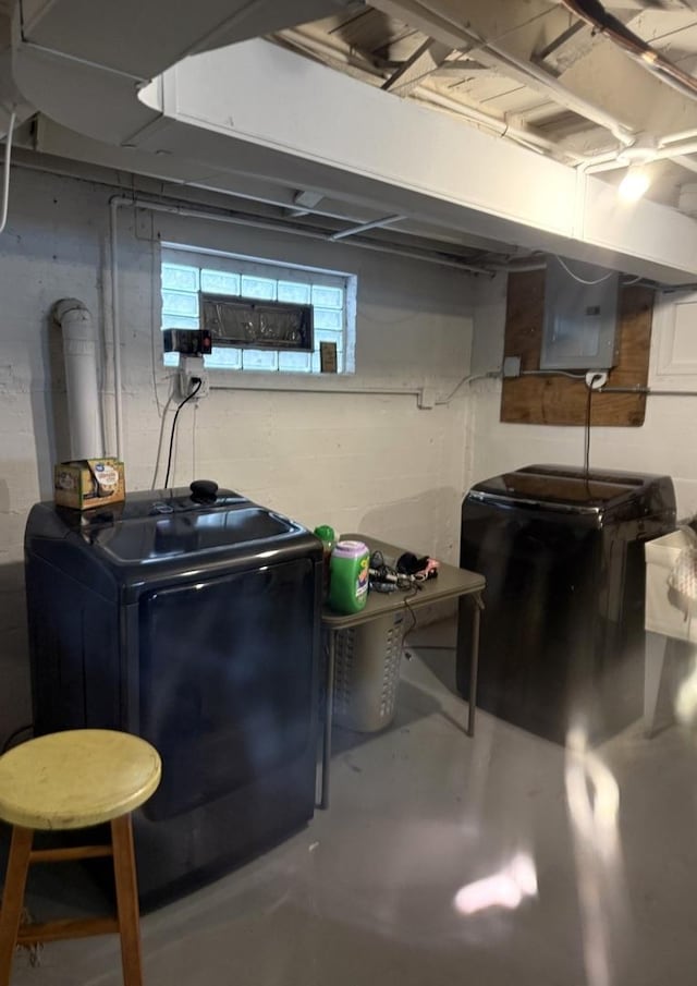 10455 S Forest Ave, Chicago, IL 60628 - basement featuring washer / dryer and electric panel