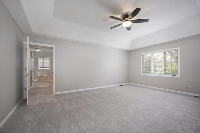 1872 River Ridge Circle, Naperville, IL 60565 - carpeted empty room featuring ceiling fan, a raised ceiling, and baseboards