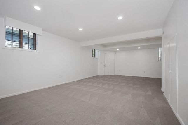 1872 River Ridge Circle, Naperville, IL 60565 - below grade area featuring recessed lighting, light carpet, and baseboards