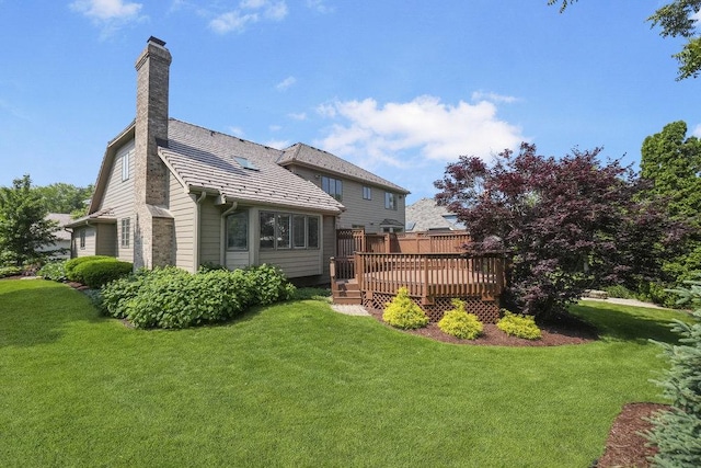 1872 River Ridge Circle, Naperville, IL 60565 - back of house with a chimney, a deck, and a yard