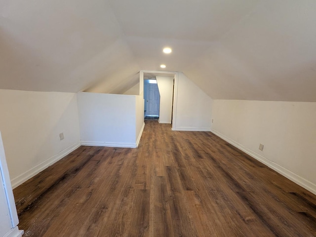 7549 S Perry Ave, Chicago, IL 60620 - additional living space with recessed lighting, baseboards, dark wood finished floors, and lofted ceiling