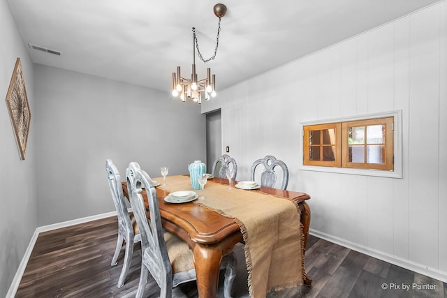 622 Katherine St, Saint Charles, IL 60174 - dining area featuring dark wood-type flooring and a chandelier