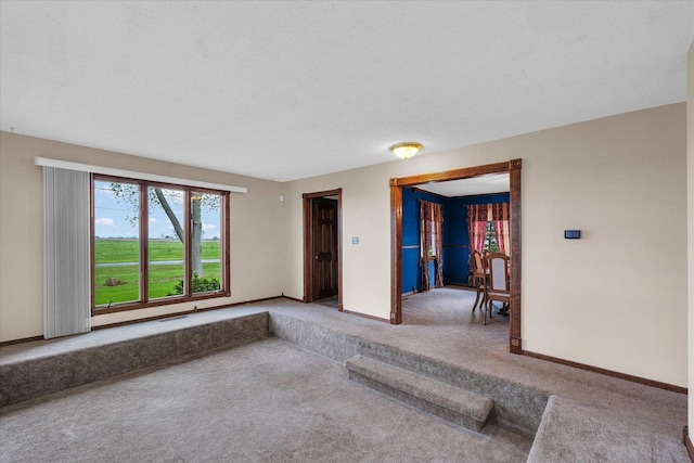 unfurnished living room featuring baseboards, carpet, and a wealth of natural light