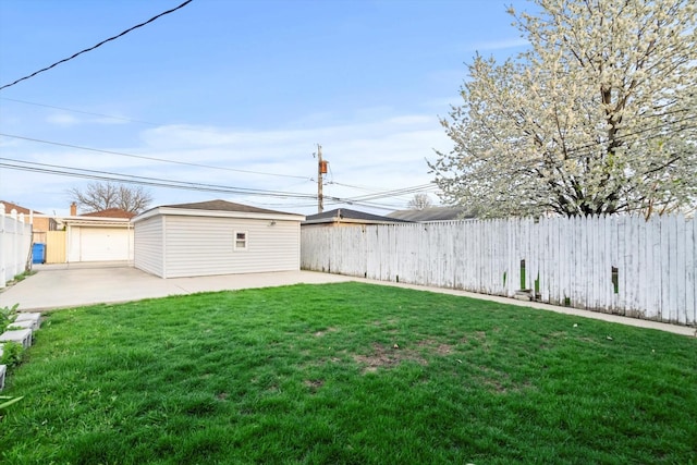 view of yard featuring a patio and a fenced backyard