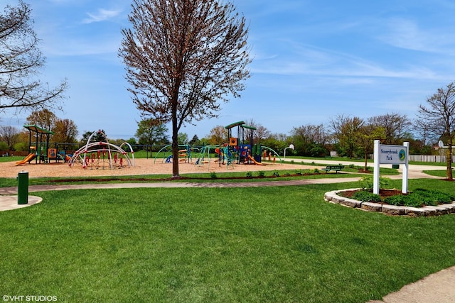 community play area featuring a yard