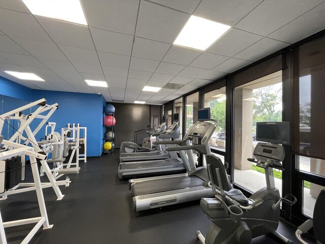 6700 S S Shore Dr Unit 21B, Chicago, IL 60649 - workout area with a paneled ceiling