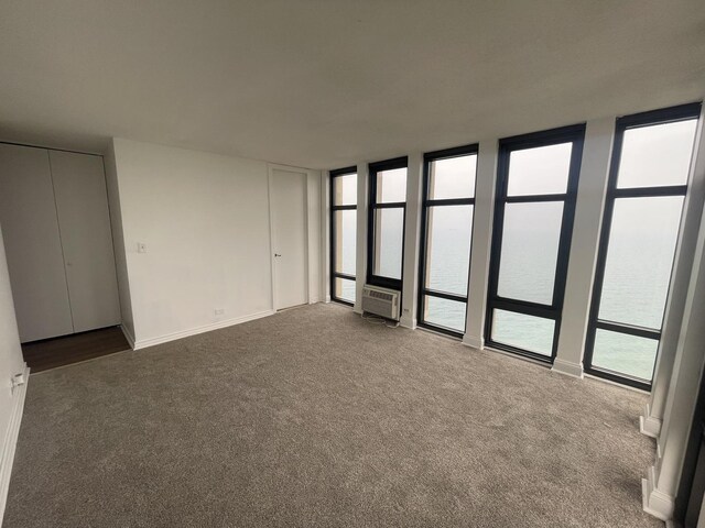 6700 S S Shore Dr Unit 21B, Chicago, IL 60649 - carpeted empty room featuring a wall mounted air conditioner and baseboards