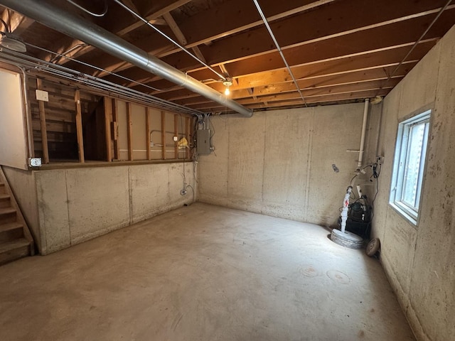 below grade area with electric panel