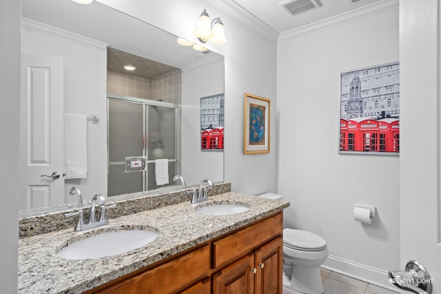 full bathroom with toilet, visible vents, a sink, and tile patterned flooring