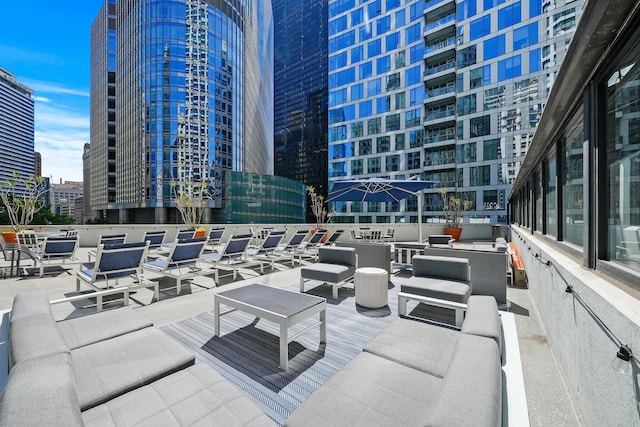 view of patio / terrace with a city view