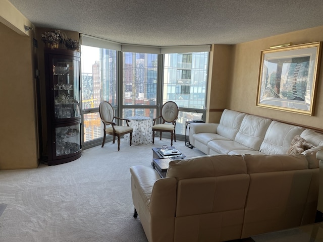 195 N Harbor Dr Unit 4908, Chicago, IL 60601 - carpeted living room featuring floor to ceiling windows and a textured ceiling