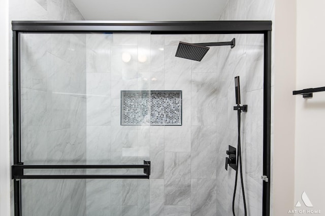 bathroom with a stall shower