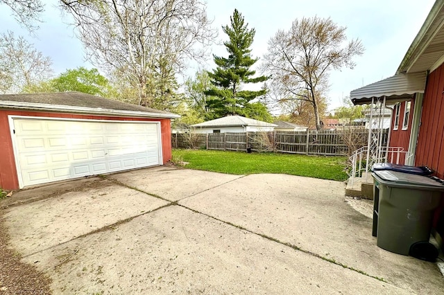 detached garage with fence