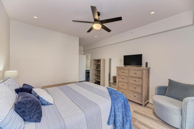 1111 S State St Unit A500, Chicago, IL 60605 - bedroom with baseboards, a ceiling fan, recessed lighting, and light wood-style flooring