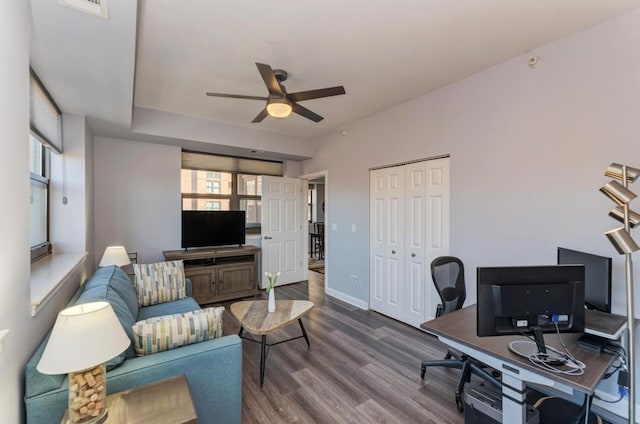 1111 S State St Unit A500, Chicago, IL 60605 - office space with dark wood-style flooring, a ceiling fan, baseboards, and visible vents