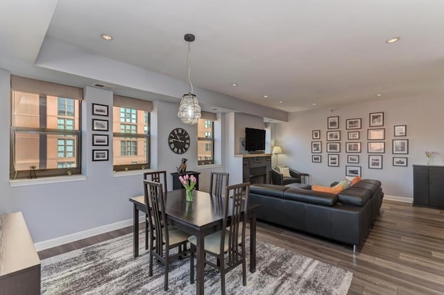1111 S State St Unit A500, Chicago, IL 60605 - dining area with recessed lighting, baseboards, wood finished floors, and a fireplace