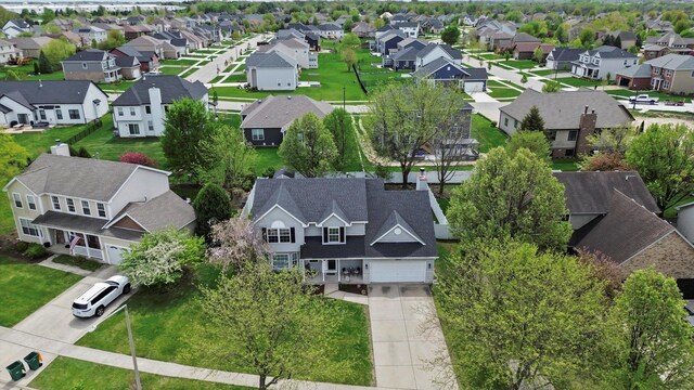 aerial view with a residential view