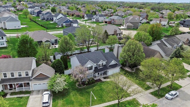aerial view with a residential view