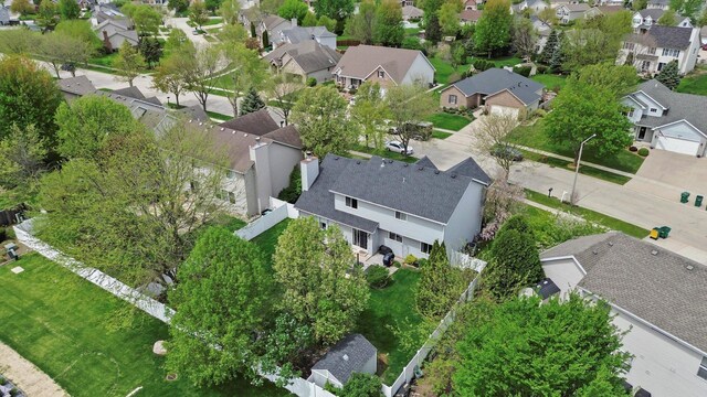 birds eye view of property with a residential view