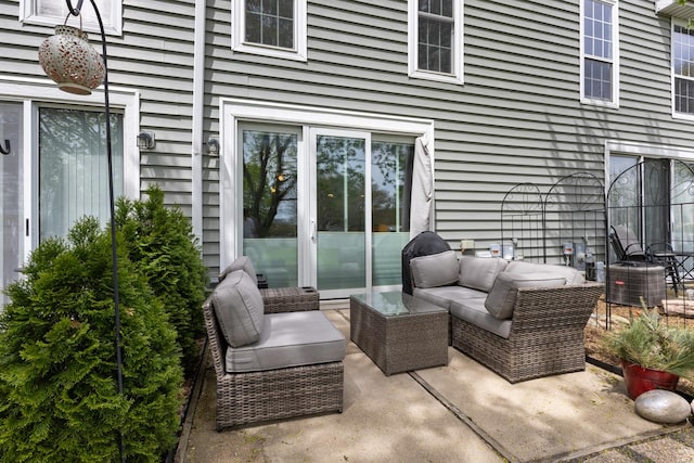 view of patio / terrace featuring an outdoor hangout area and central AC unit