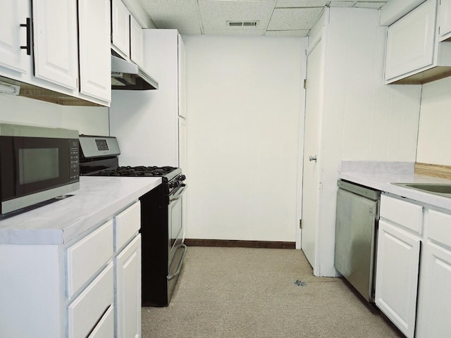 38W443 Woodhill Ln, Saint Charles, IL 60175 - kitchen with under cabinet range hood, appliances with stainless steel finishes, visible vents, and light countertops