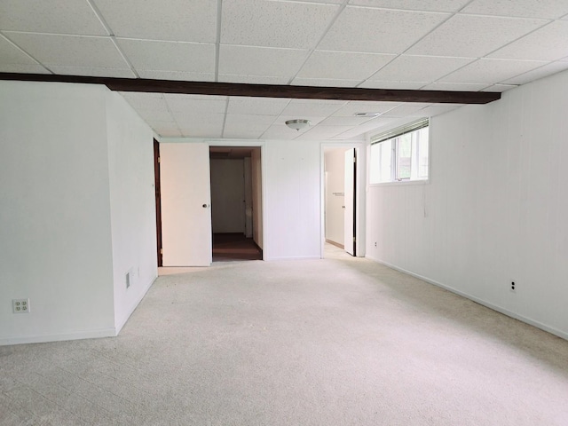 38W443 Woodhill Ln, Saint Charles, IL 60175 - below grade area with baseboards, a paneled ceiling, and carpet