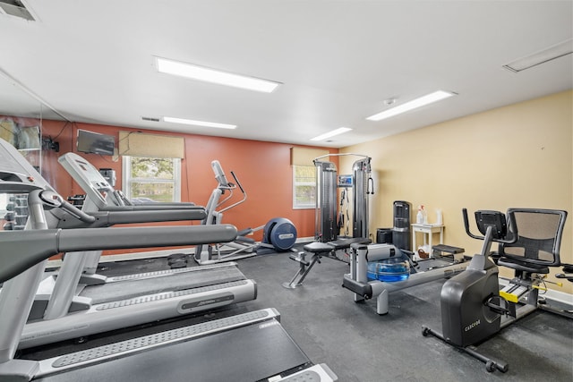 workout area with visible vents