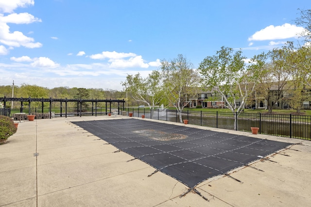community pool with fence