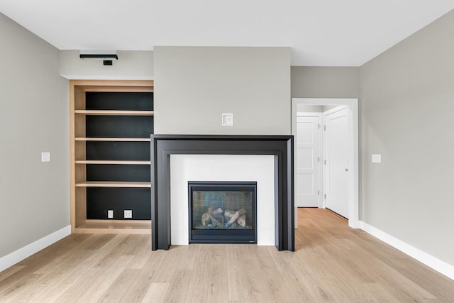 407 Sutton St, Savoy, IL 61874 - detailed view of wood finished floors, baseboards, and a glass covered fireplace