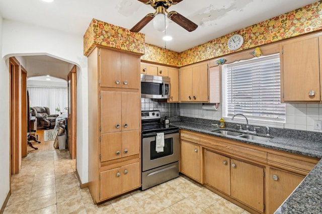 5058 S Ridgeway Ave, Chicago, IL 60632 - kitchen with a sink, appliances with stainless steel finishes, a wealth of natural light, and ceiling fan