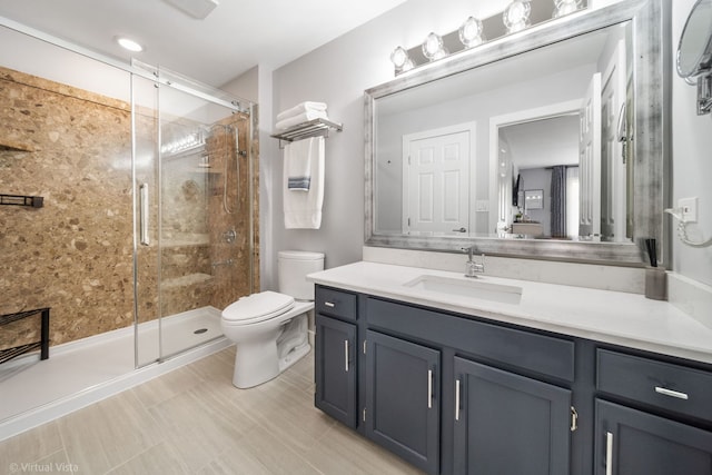 2305 Olde Mill Rd Unit 2305, Plainfield, IL 60586 - bathroom featuring vanity, a stall shower, and toilet